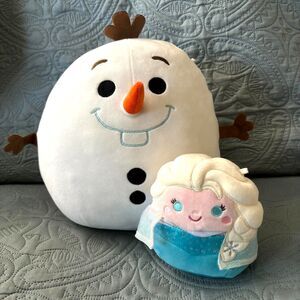 2 Disney Kelly Toy Frozen OLAF & ELSA Squishmallows Character Plush 14"& 5"